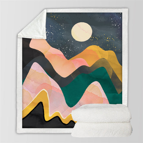 Image of Abstract Mountain Sherpa Fleece Blanket