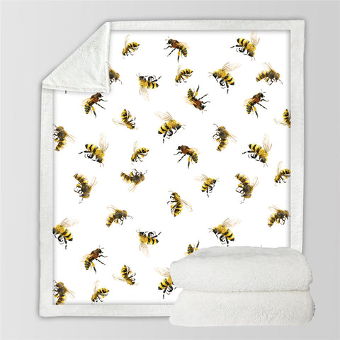 Image of Bee Themed Sherpa Fleece Blanket - Beddingify