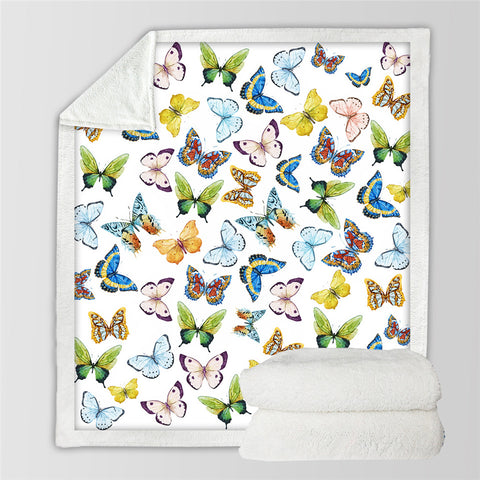 Image of Butterflies Themed Sherpa Fleece Blanket - Beddingify