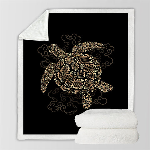 Image of Black Turtle Sherpa Fleece Blanket