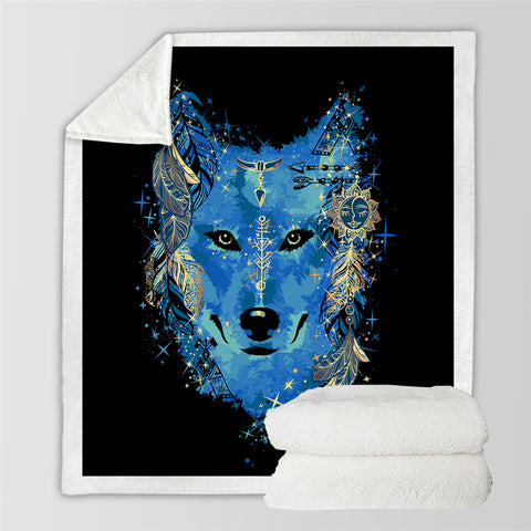 Image of Hippie Wolf Sherpa Fleece Blanket - Beddingify