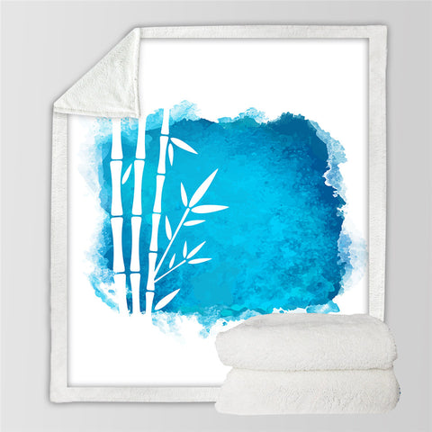 Image of Blue Bamboo Sherpa Fleece Blanket