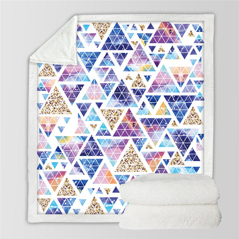 Image of Geometric Triangle Sherpa Fleece Blanket - Beddingify