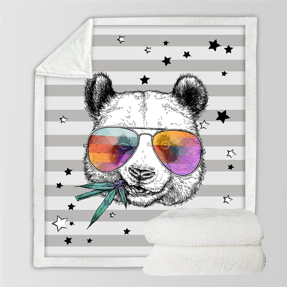 Cool Panda Themed SWMT2482 Sherpa Fleece Blanket