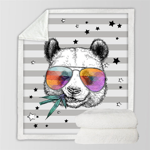 Image of Cool Panda Themed SWMT2482 Sherpa Fleece Blanket