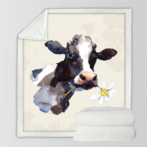 Image of Painting Cow Sherpa Fleece Blanket - Beddingify