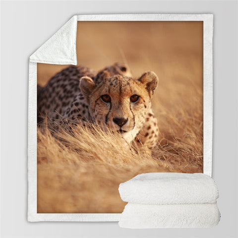 Image of Wild Leopard Themed Sherpa Fleece Blanket