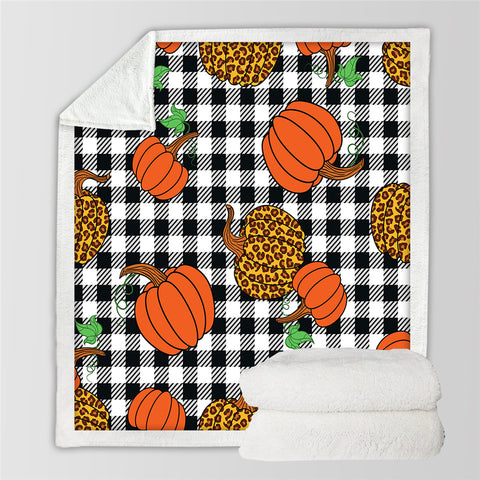 Image of Pumpkin Patterns Sherpa Fleece Blanket