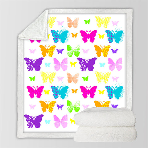 Image of Adorable Butterflies Themed Sherpa Fleece Blanket