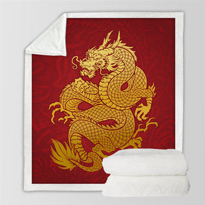 Symbolic Dragon Sherpa Fleece Blanket
