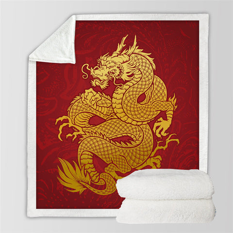 Image of Symbolic Dragon Sherpa Fleece Blanket