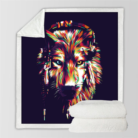 Image of Old Wolf Sherpa Fleece Blanket - Beddingify