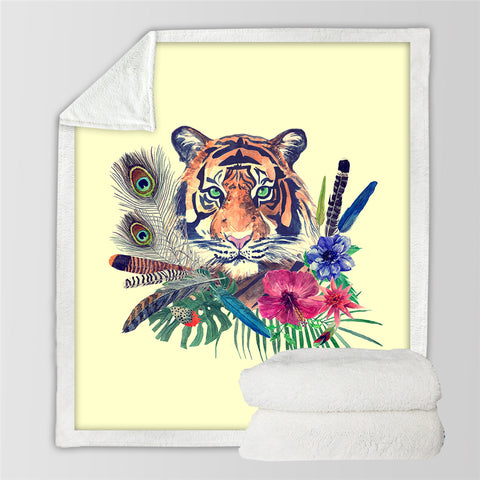 Image of Tiger Themed Sherpa Fleece Blanket - Beddingify