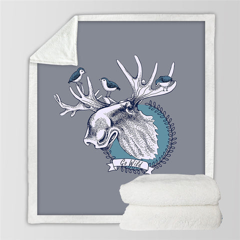 Image of Wild Elk Sherpa Fleece Blanket