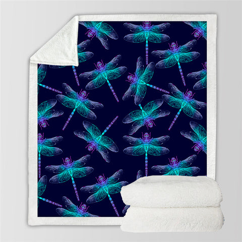 Image of Purple Dragonflies Sherpa Fleece Blanket - Beddingify