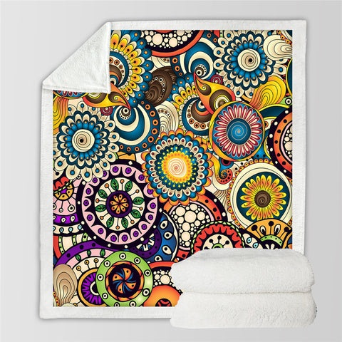 Image of Boho Round Sherpa Fleece Blanket - Beddingify