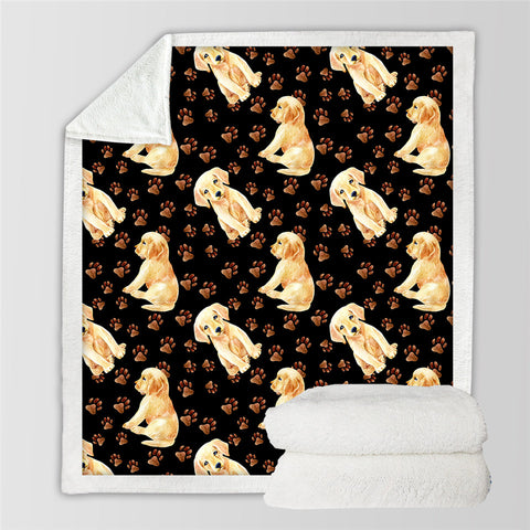 Image of Baby Dog Footprint Sherpa Fleece Blanket