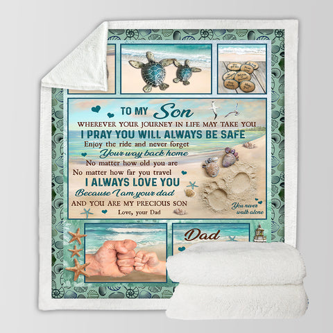 Image of To My Son I Pray You Always Be Safe - Sea Shore Theme SWMT9819 Fleece Blanket