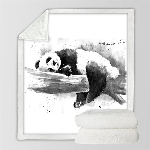 Image of Lazy Panda Themed Sherpa Fleece Blanket
