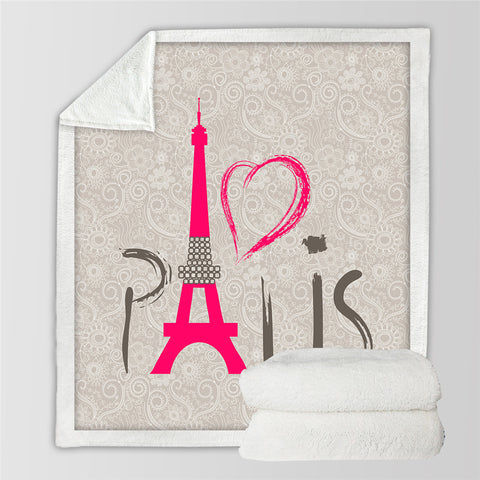 Image of Love Paris Sherpa Fleece Blanket - Beddingify