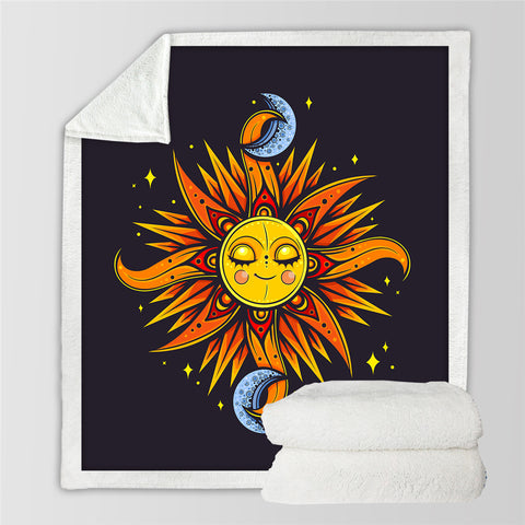 Image of Moon And Sun Pattern Sherpa Fleece Blanket - Beddingify
