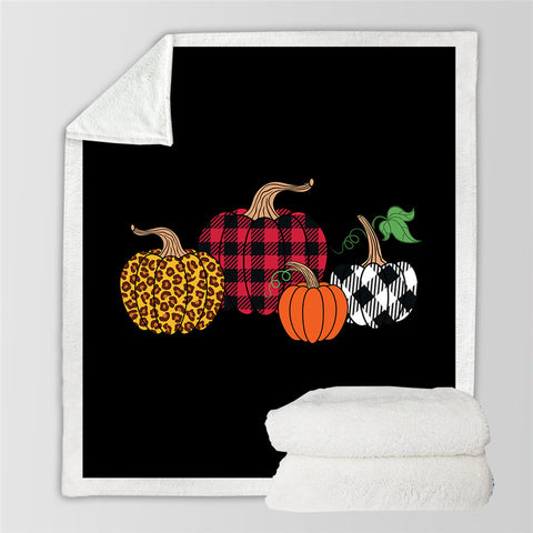 Image of Fashioned Pumpkins Sherpa Fleece Blanket