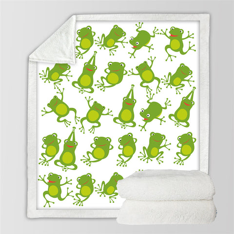 Image of Frog Themed Sherpa Fleece Blanket - Beddingify