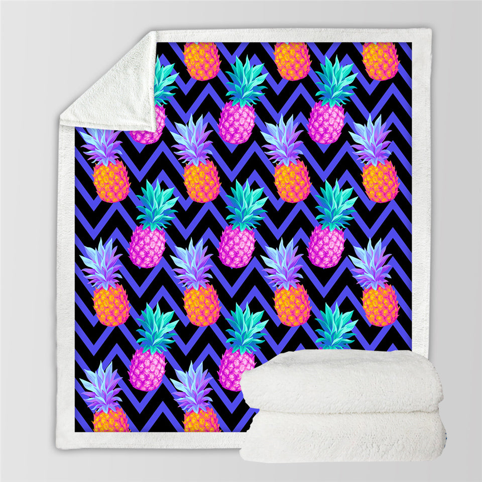Pineapple Themed Sherpa Fleece Blanket - Beddingify