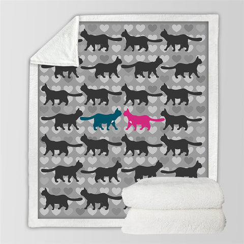 Image of Cats Themed SWMT2685 Sherpa Fleece Blanket