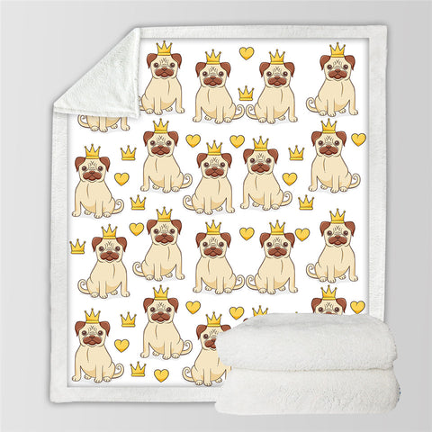 Image of Kid Pug Dogs Themed Sherpa Fleece Blanket