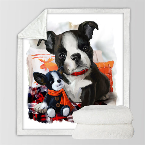 Image of Baby Dog Themed Sherpa Fleece Blanket