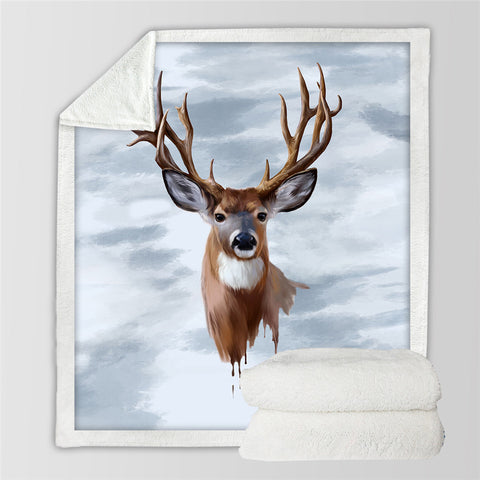 Image of Antler Sherpa Fleece Blanket - Beddingify