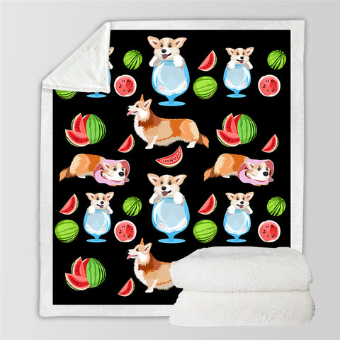 Image of Melon Dog Sherpa Fleece Blanket