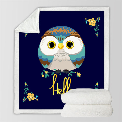 Image of Cartoon Owl Sherpa Fleece Blanket