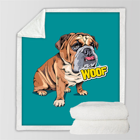 Image of Cute Bulldog Themed Sherpa Fleece Blanket