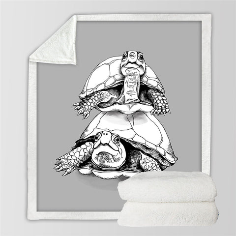 Image of Grey Turtle Sherpa Fleece Blanket