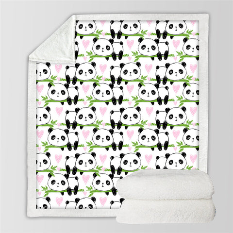 Image of Cute Panda Pattern Sherpa Fleece Blanket