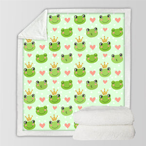 Crowned Frog Patterns Sherpa Fleece Blanket