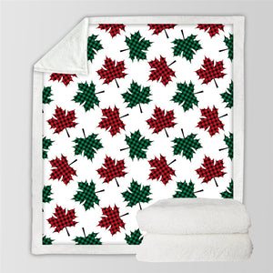 Dotted Maple Leaf Patterns Sherpa Fleece Blanket