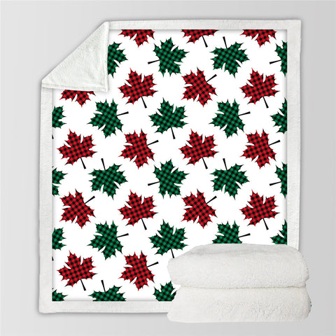 Image of Dotted Maple Leaf Patterns Sherpa Fleece Blanket