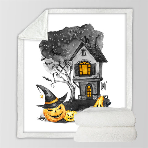 Image of Halloween Pumpkin Sherpa Fleece Blanket - Beddingify