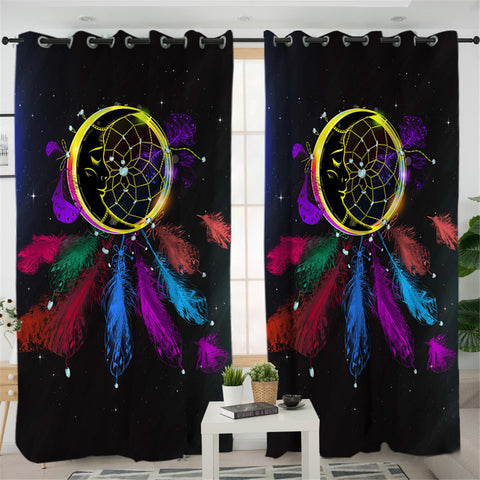 Image of Colorful Dream Catcher 2 Panel Curtains