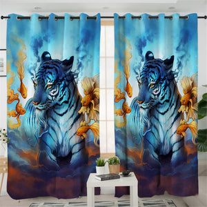 Blue Flame Tiger 2 Panel Curtains