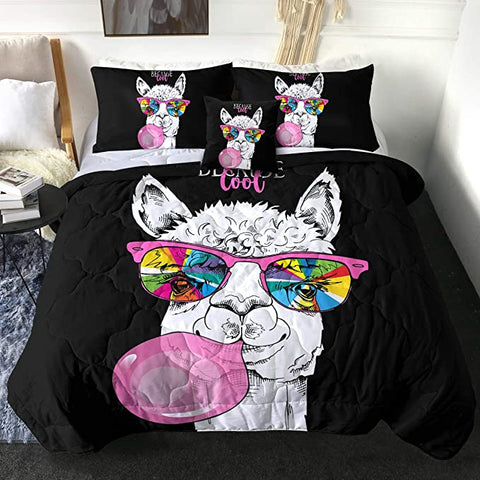 Image of 4 Pieces Cool Llama Comforter Set - Beddingify