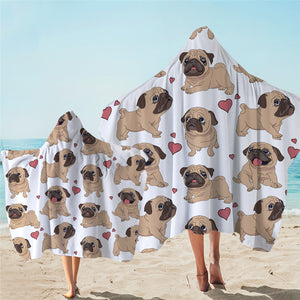 Lovely Pug Hooded Towel