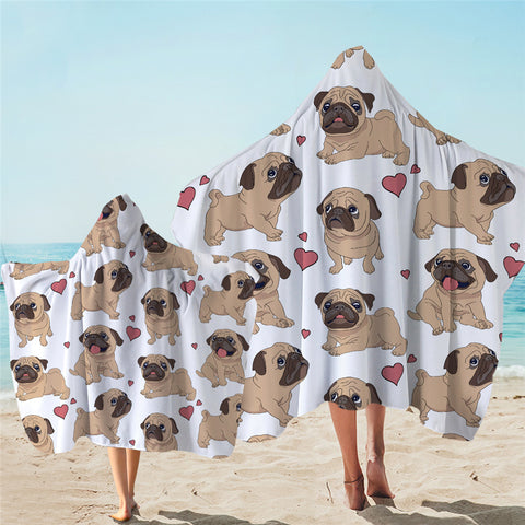 Image of Lovely Pug Hooded Towel