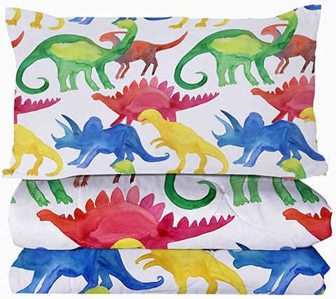 Image of 4 Pieces Shadow Colored Dinosaurs Comforter Set - Beddingify