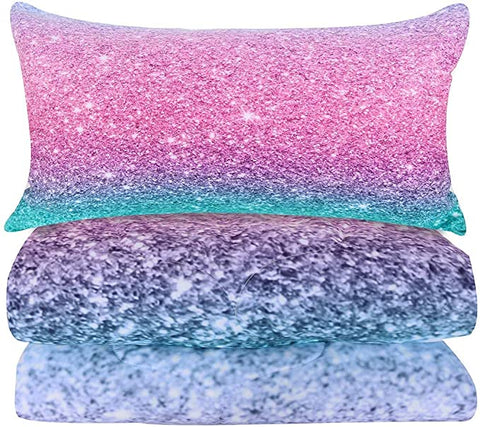 Image of 4 Pieces Glitter Color Transition Comforter Set - Beddingify