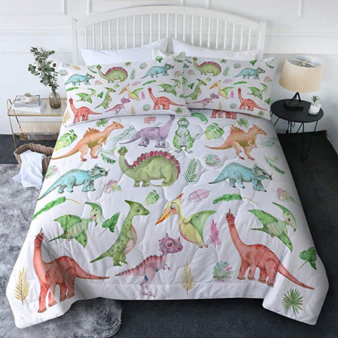 4 Pieces Chibi Dinosaurs Comforter Set - Beddingify