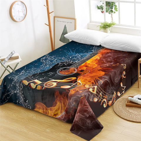 Image of Elemental Contrast Black Rock Guitar Flat Sheet - Beddingify